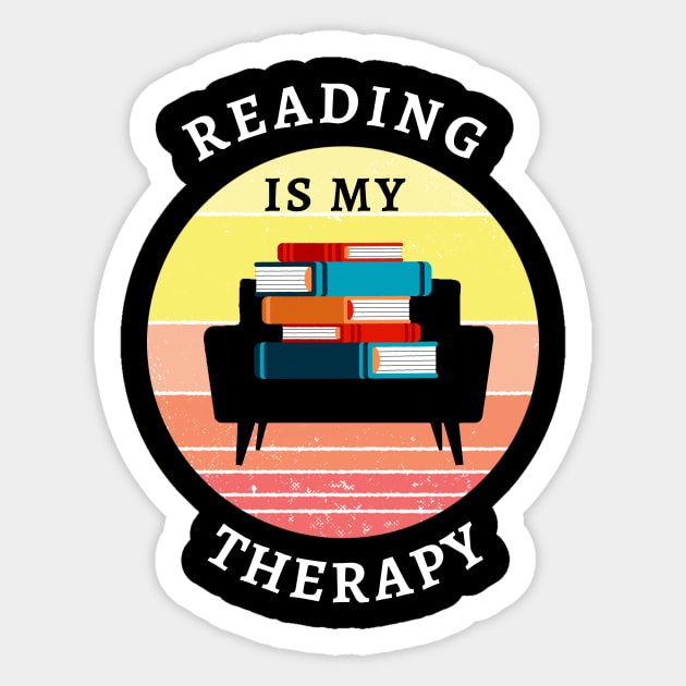 Reading Is My Therapy Sticker by Dogefellas